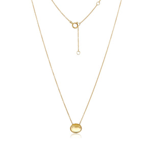 Oval Citrine Pendant Necklace in 14K
