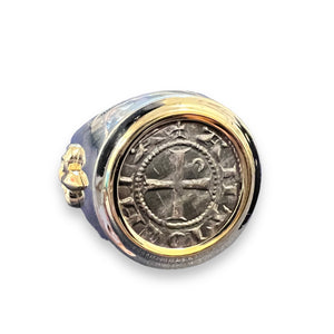 Ancient Denier coin - Principality of Antioch (Bohemond III) Certified "Helmet" Denier ND (1163-1201)