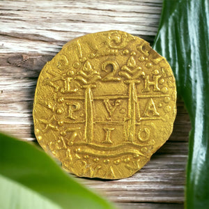 1715 Fleet Shipwreck Shipwreck - 2 Escudos - Lima Mint - Dated 1710 - NGC Graded MS 62.