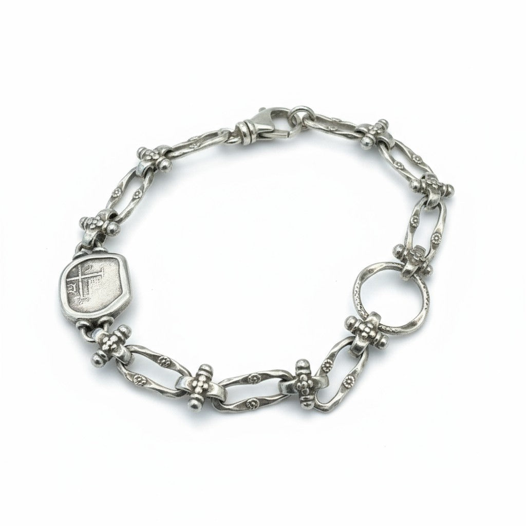 Authentic Spanish cob - 1/2 Reales - Sterling Silver Bracelet