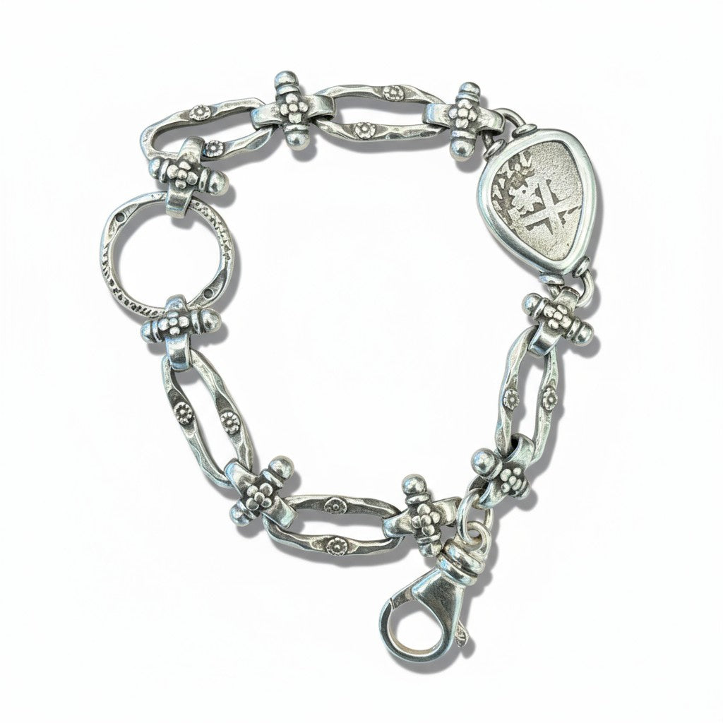 Authentic Spanish cob - 1/2 Reales - Sterling Silver Bracelet