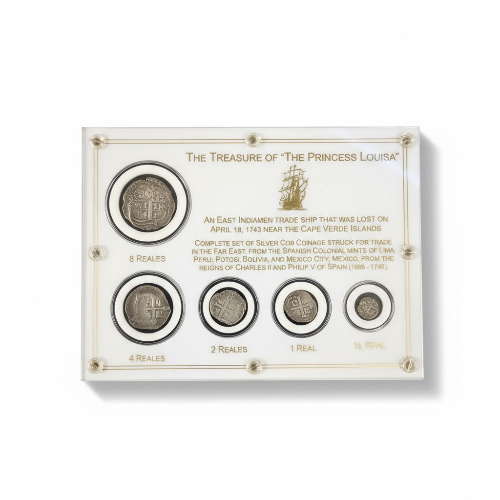 Princess Louisa Shipwreck - All 5 Denomination of Coins. 8 Reales, 4 Reales, 2 Reales, 1 Reales, 1/2 Reales.