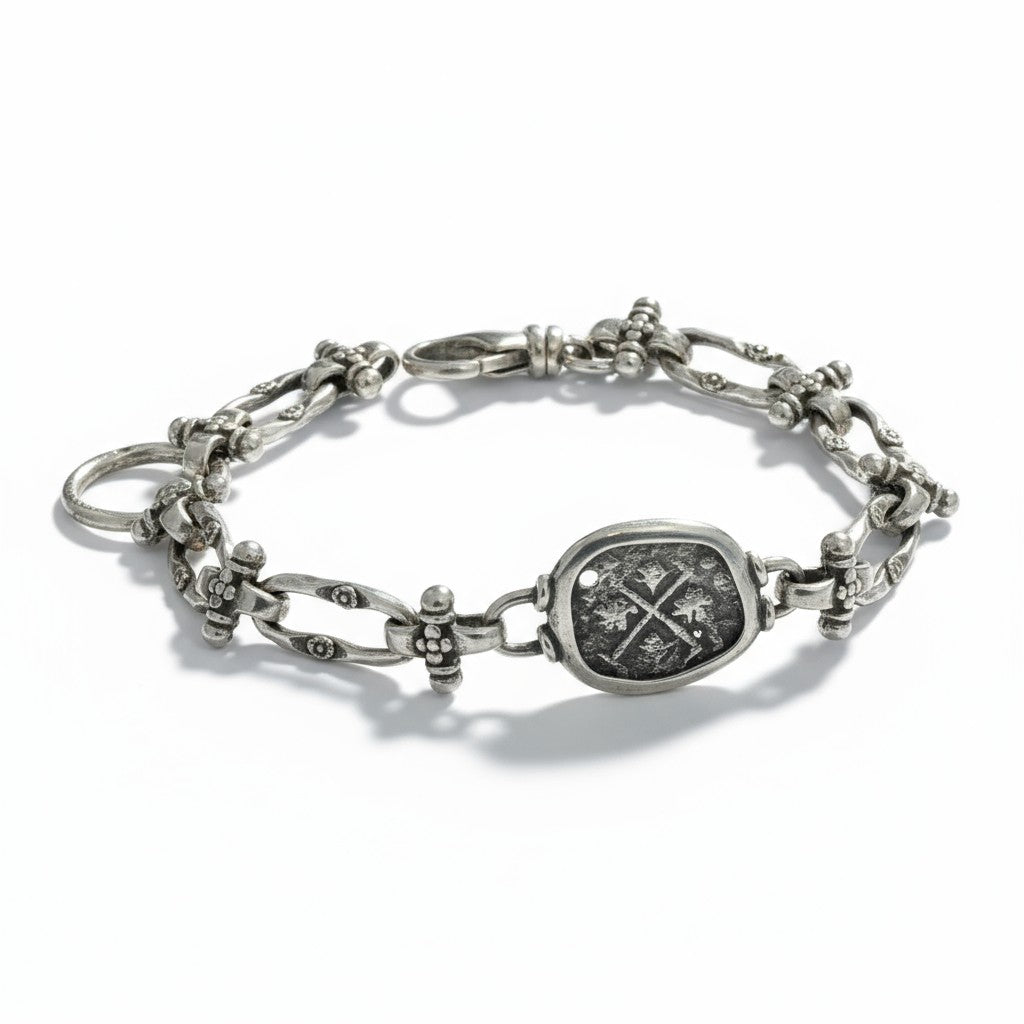 Authentic Spanish cob - 1/2 Reales - Sterling Silver Bracelet