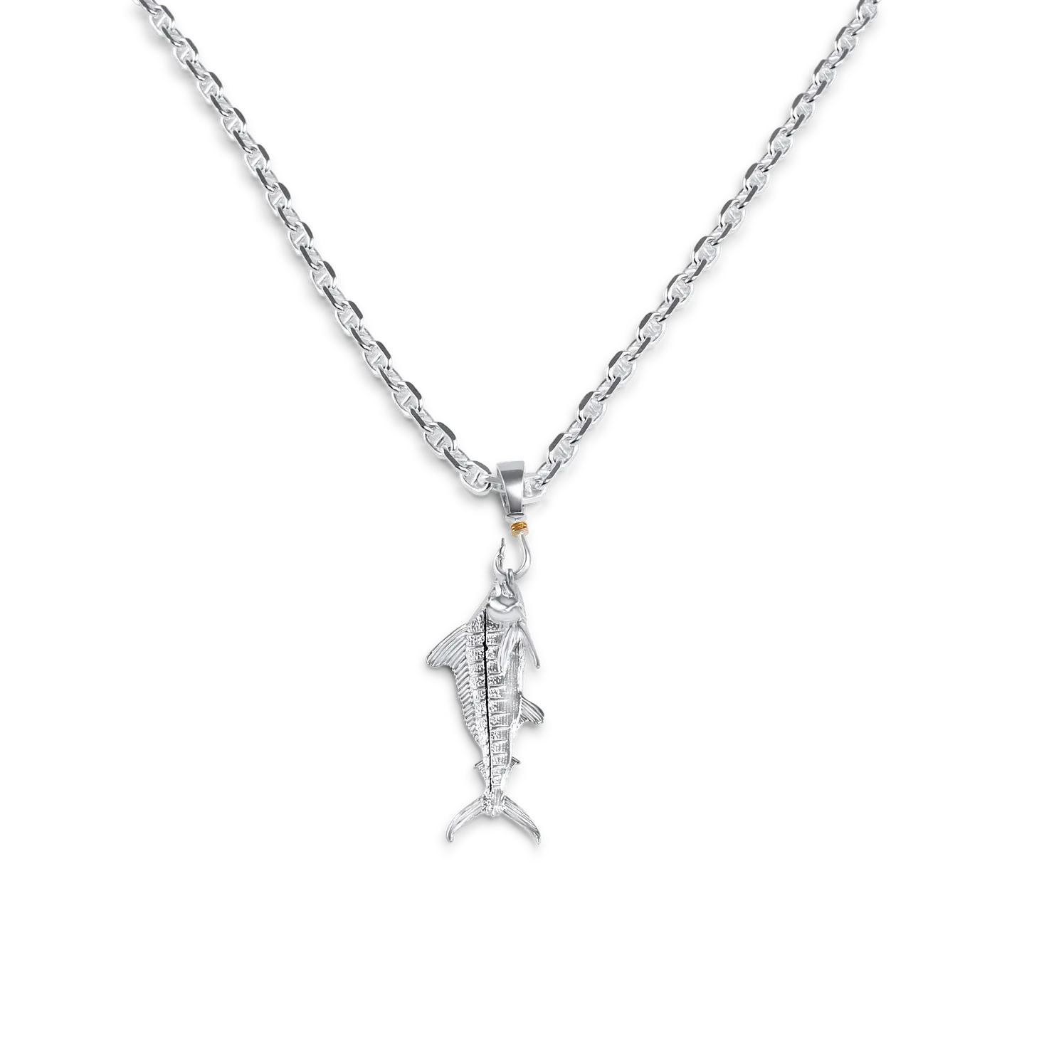 White Marlin Necklace - Sterling Silver Chain Included
