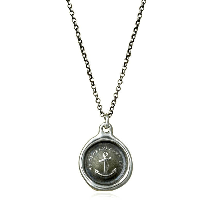 Sterling Silver Pendant "Hope Sustains me". (L'Esperance Soutient) - 20" Rollo Chain Included