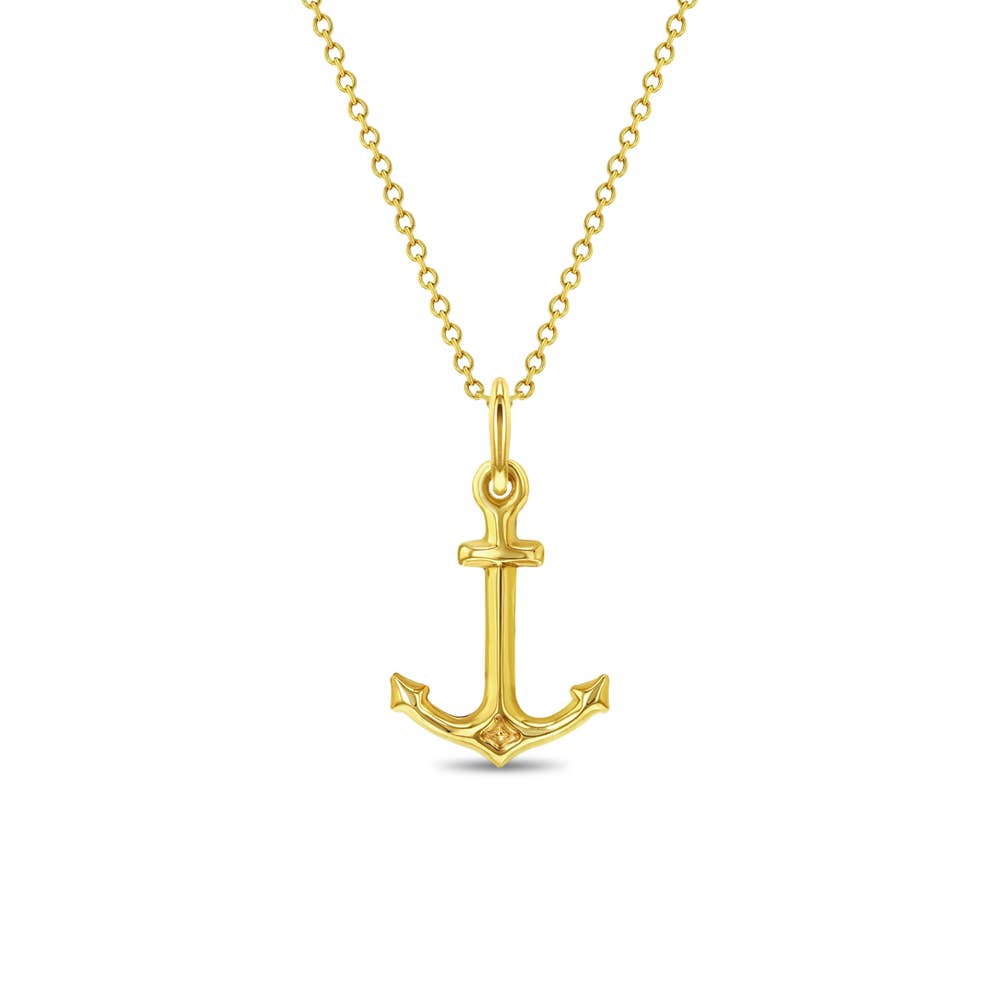14k Gold Anchor Pendant w/ Gold Filled Chain