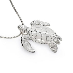 Sterling Silver Green Turtle Pendant with Sterling Silver Chain