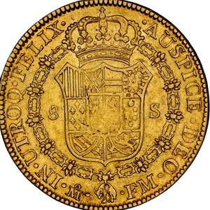 Authentic Spanish Coin - Private Collection - Reign of Charles IV -  8 Escudos - Dated: 1793