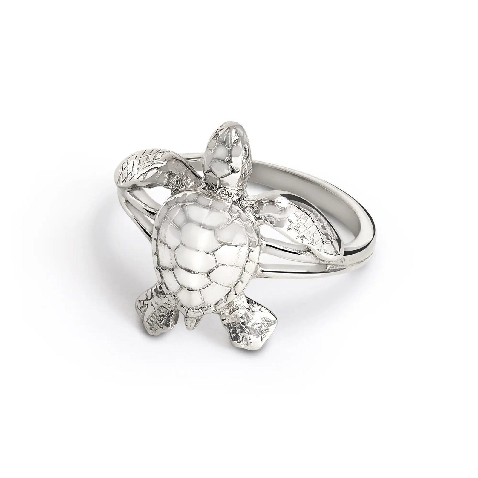 Sterling Silver Ring - Green Hatchling Turtle