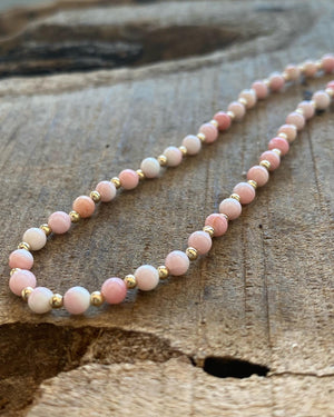 Conch Shell and 14k gold beads necklace - 22" length.