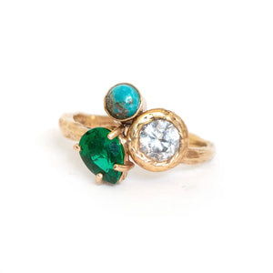 Treasure Trove Ring - 14k Gold Emerald, Sapphire, & Turquoise