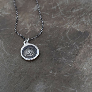 Sterling Silver Pendant "Hope Sustains me". (L'Esperance Soutient) - 20" Rollo Chain Included
