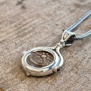 Ancient Biblical Coin - Widow's Mite - Circa 103-76 BCE - Presented in a Sterling Silver Mount