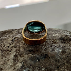 Ocean Tourmaline Ring in 14K Gold - Size 6.5
