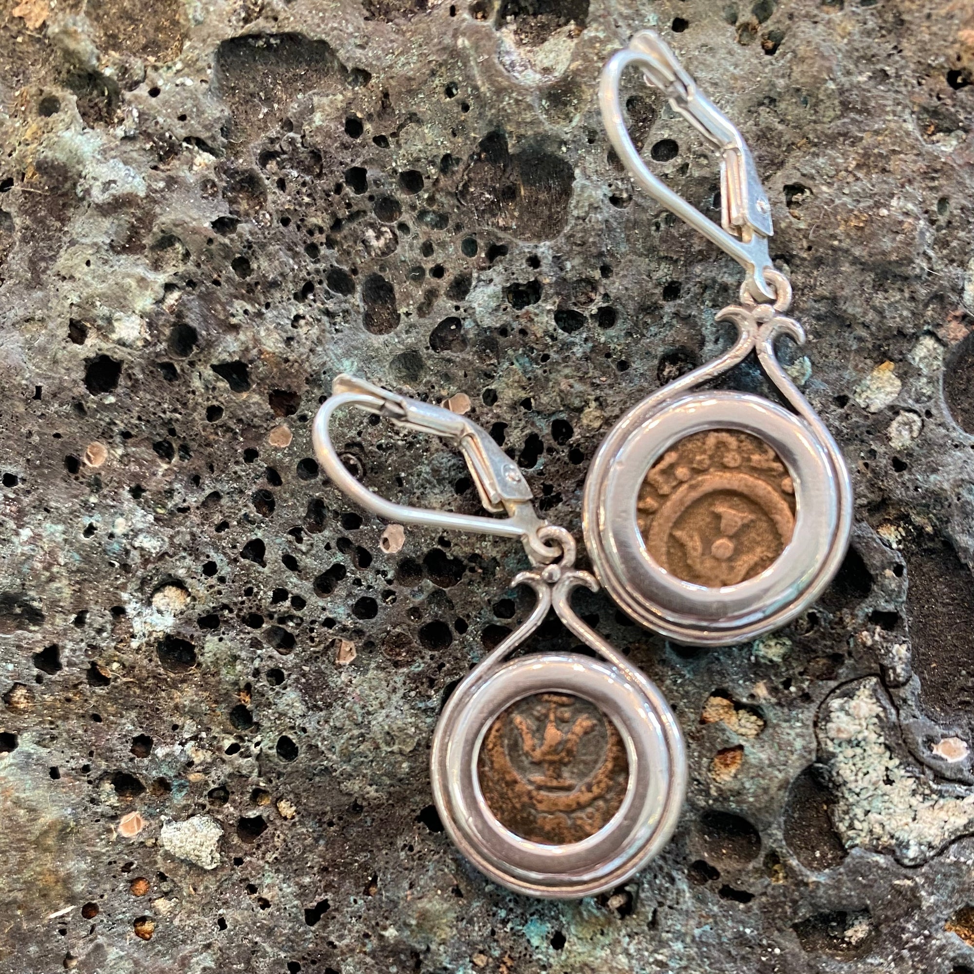 Widows Mite - Classic Coin Earrings with Sterling Silver Hooked Closure