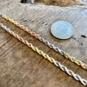 Tri Gold Rope Weave Tri-Color Rope Chain - Shipwreck Treasures of the Keys
