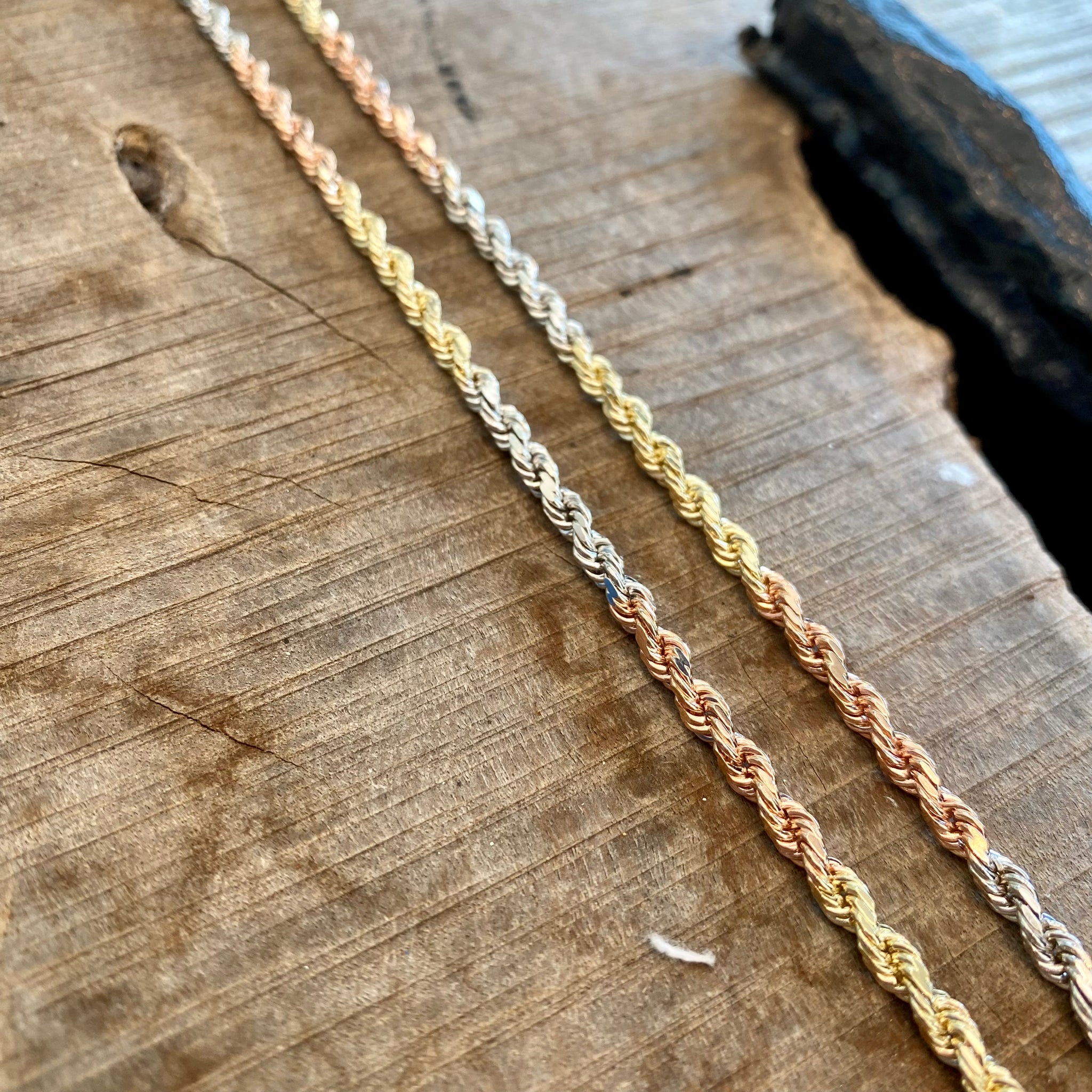 Tri gold sales rope chain