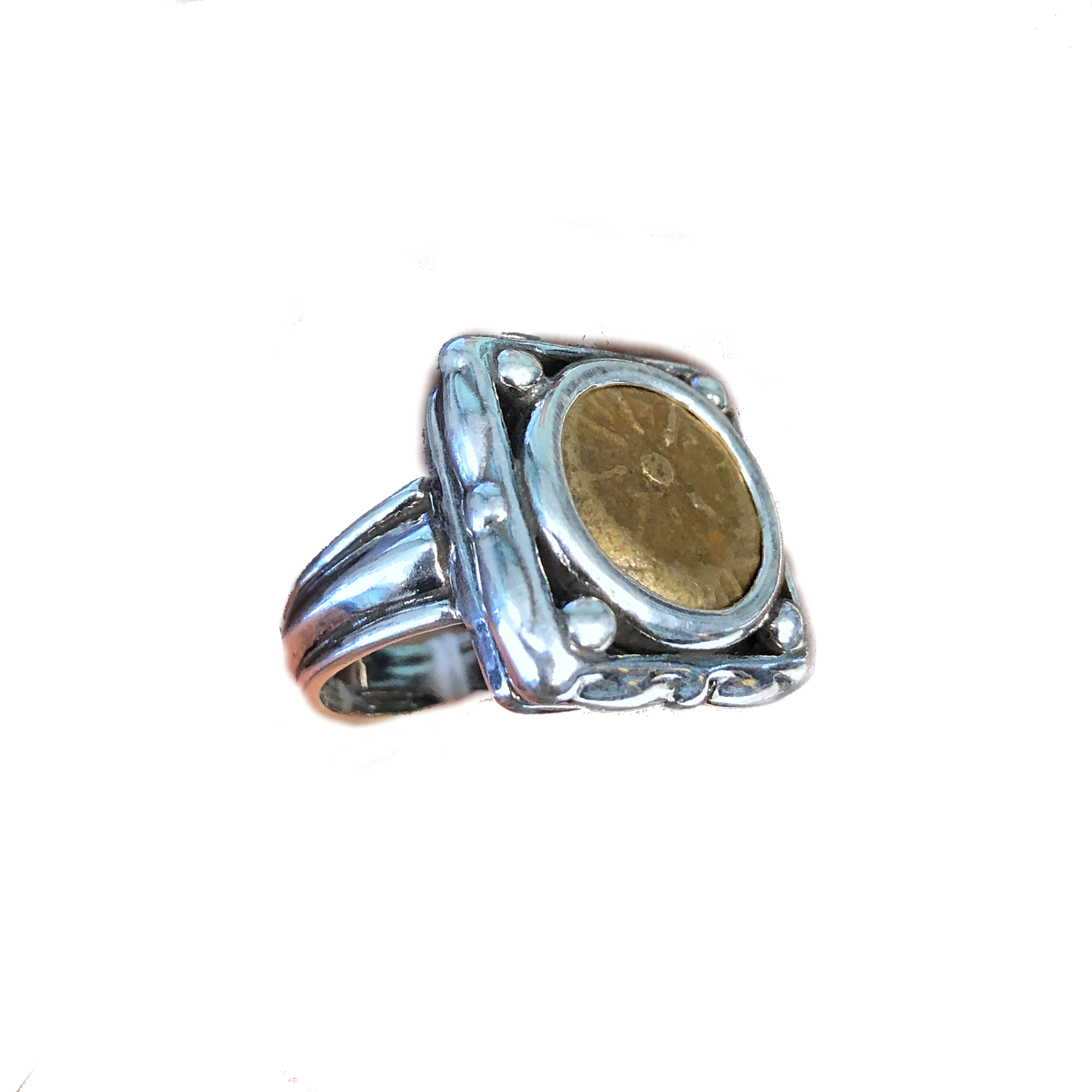Widows Mite Square Ring - Mounted in Sterling Silver.