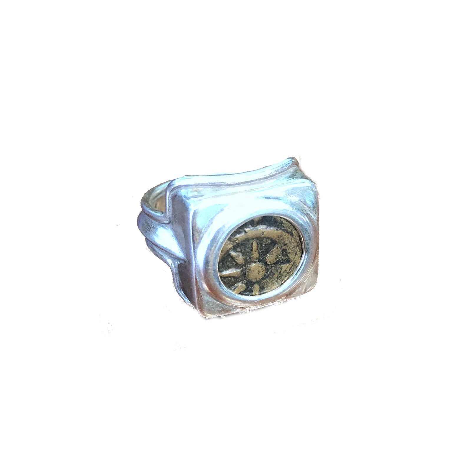 Widows Mite - Square Ring - Mounted in Sterling Silver.