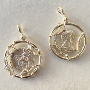 Ancient Greece -  AR Denarius - Circa (211 BC - 244 AD) - Various Emperors  - Sterling Silver or gold filled chain included.