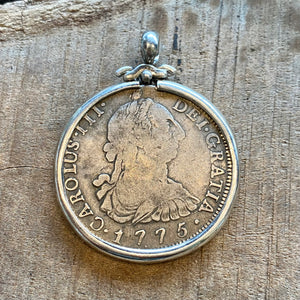 Authentic Spanish Cob - 8 Reales - Dated 1775 - Mounted in Sterling Silver