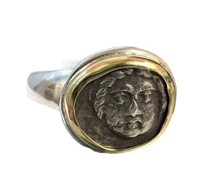 Ancient Greek - Apollonia Pontika Diobol - Mounted in Sterling Bezel Ring