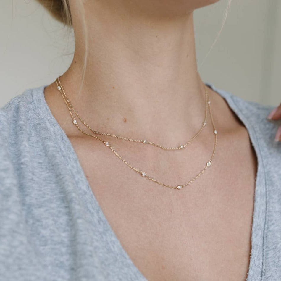 Dripping in Diamonds Necklace - 14k Yellow Gold