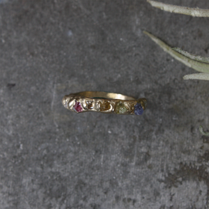 14k Gold Rainbow Ring - Size 7