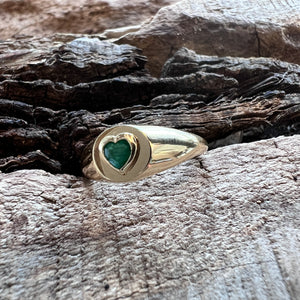 Emerald Heart Signet Ring