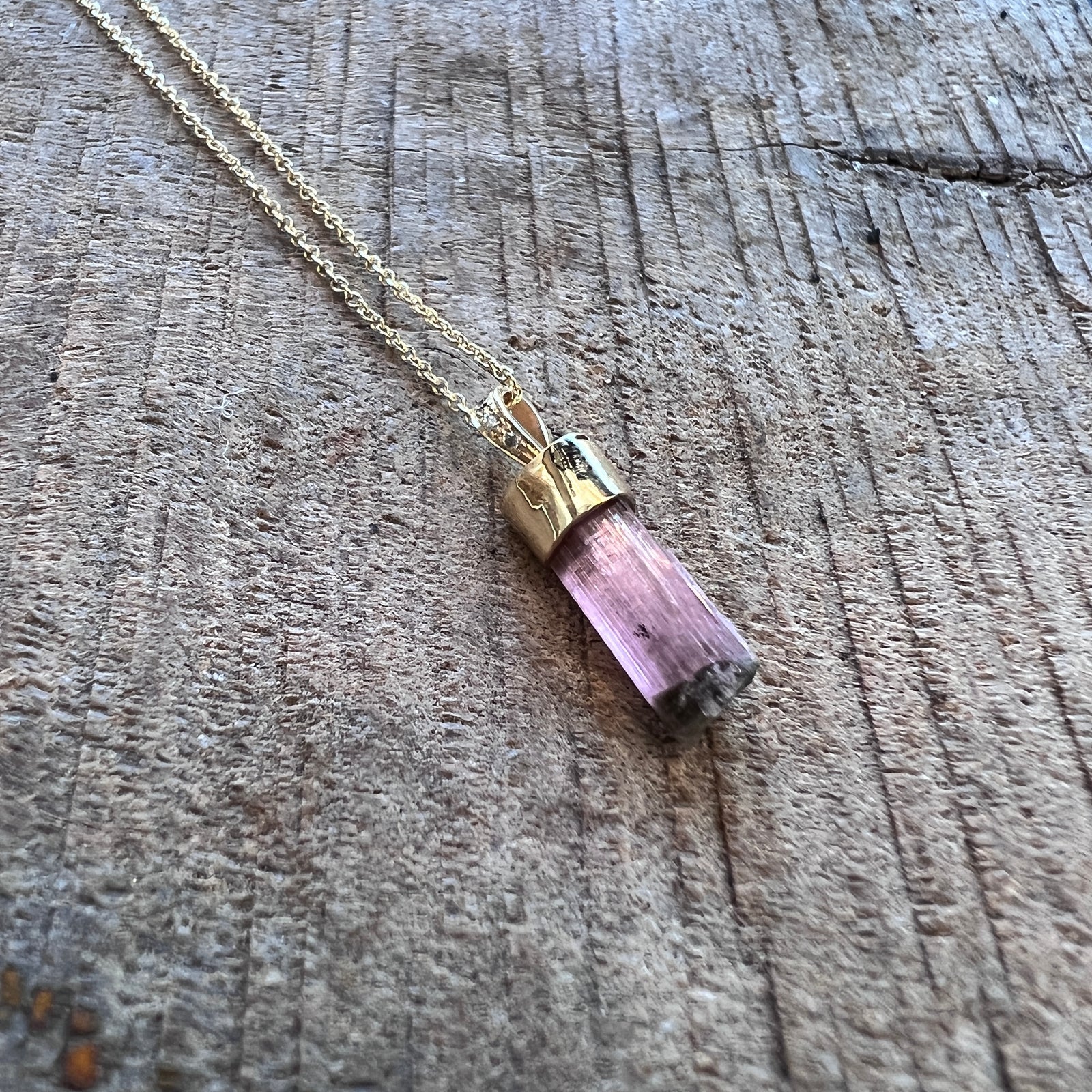 Rainbow light necklace, tourmaline, white diamond