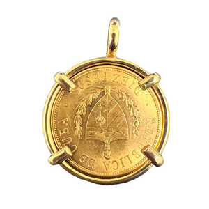 Republica de Cuba - Gold Coin - 10 Pesos - Graded MS61 - Presented in a 14K gold mount
