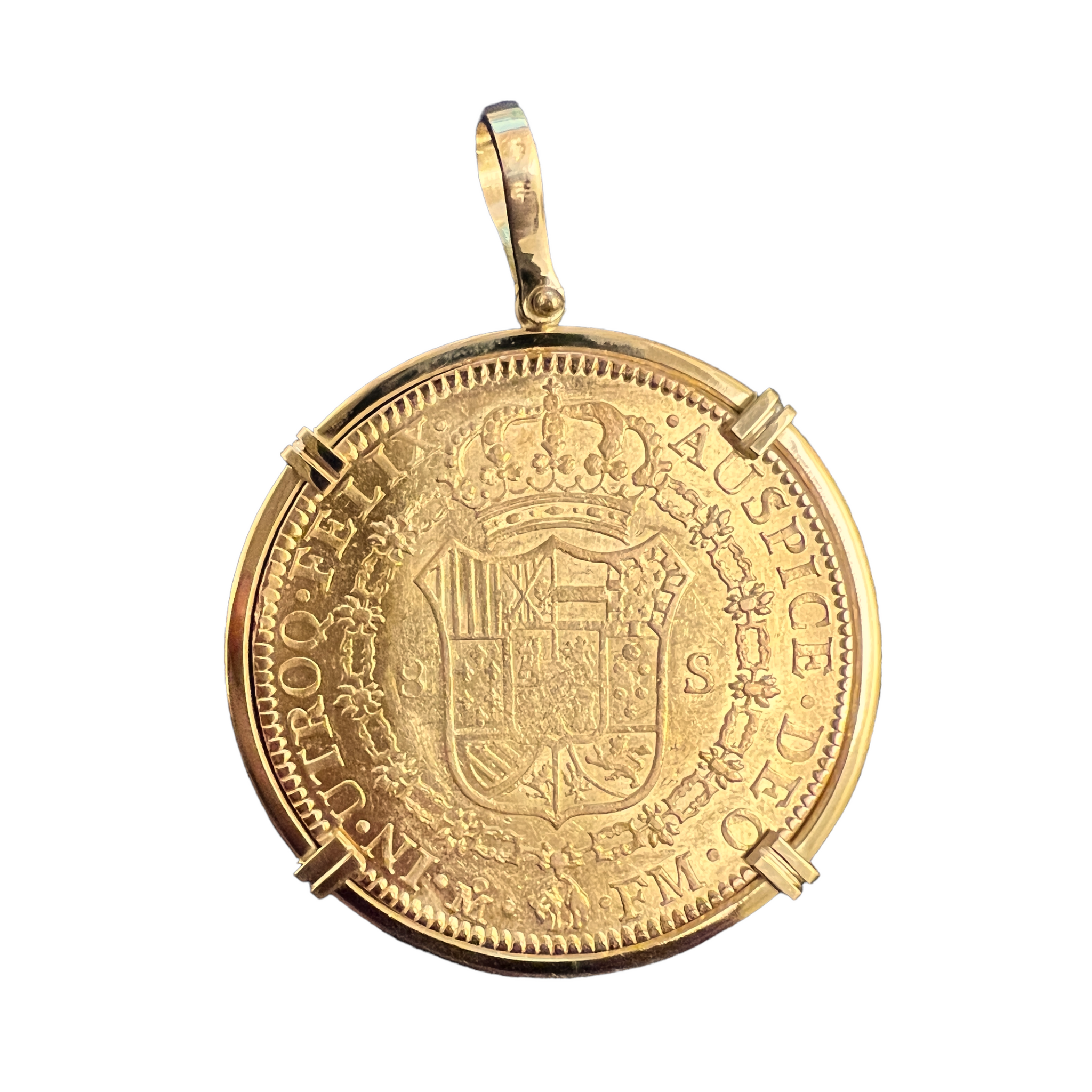 Yellow Gold Authentic 1966 Spanish 100 Pesetas Coin Pendant - 14k & 800  Silver - Wilson Brothers Jewelry